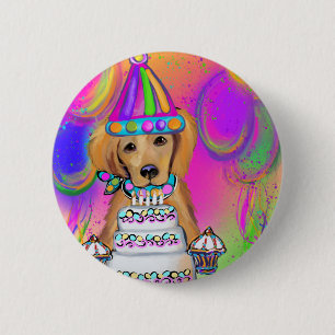 Golden Retriever Birthday 6 Cm Round Badge