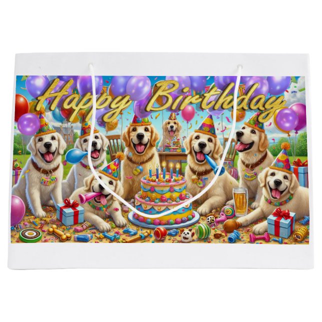 Golden Retriever Birthday Bash Gift Bag (Front)