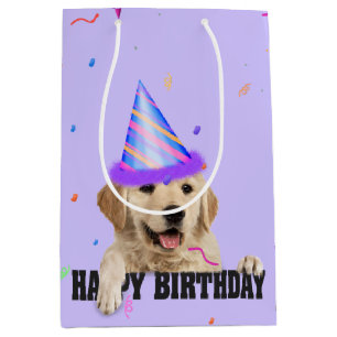 Golden Retriever Birthday Confetti Medium Gift Bag