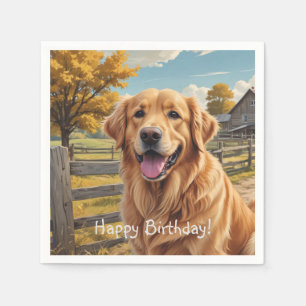 Golden Retriever Birthday Napkin