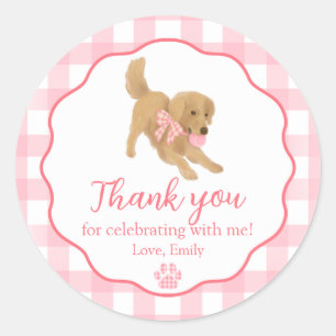 Golden Retriever Birthday Party Favour Goodie Bag Classic Round Sticker