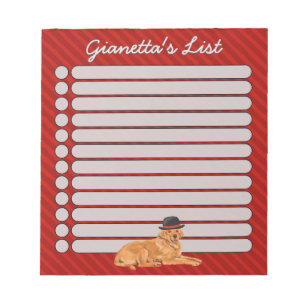 Golden Retriever Black Hat Dog List Notepad