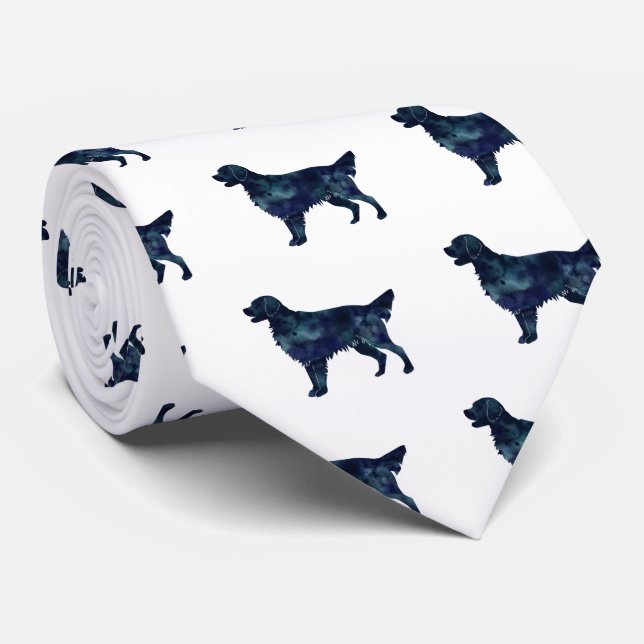 Golden Retriever Black Watercolor Silhouette Tie (Rolled)