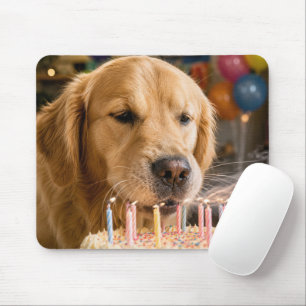 Golden Retriever Blowing Out Birthday Candles Mouse Pad