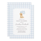 Golden Retriever Blue Gingham Baby Shower