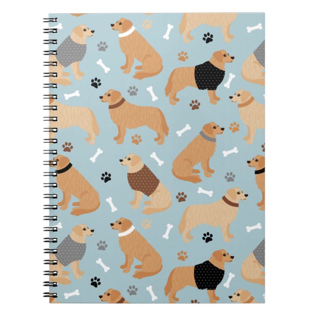 Golden Retriever Bones and Paws Notebook (Front)