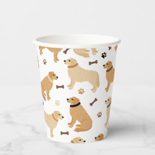 Golden Retriever Bones and Paws Paper Cups