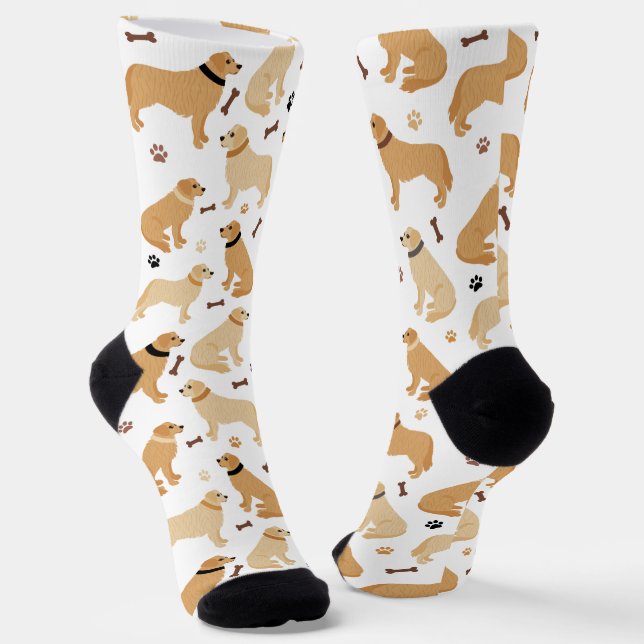 Golden Retriever Bones and Paws Socks (Angled)