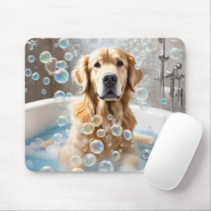 Golden Retriever Bubble Bath Mouse Pad