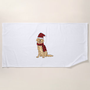 Golden Retriever Buffalo Plaid Retriever Dog Lover Beach Towel