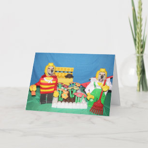 Golden Retriever Building Blocks Birthday Card