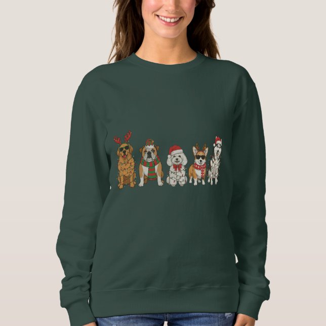 Golden Retriever Bulldog Corgi Husky in Christmas  Sweatshirt (Front)