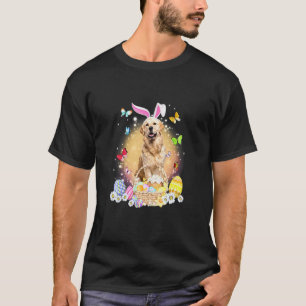 Golden Retriever Bunny Dog With Easter Eggs Basket T-Shirt