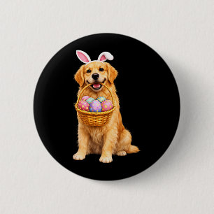 Golden Retriever Bunny Ears Eggs Cute Easter Dogs 6 Cm Round Badge