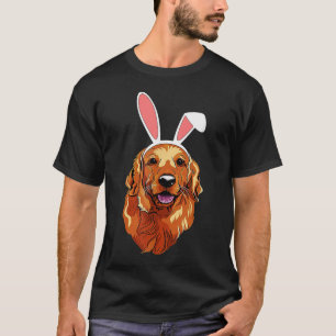 Golden Retriever Bunny Ears Happy EasterEaster T-Shirt