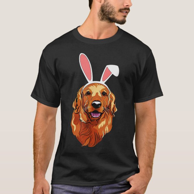 Golden Retriever Bunny Ears Happy EasterEaster T-Shirt (Front)