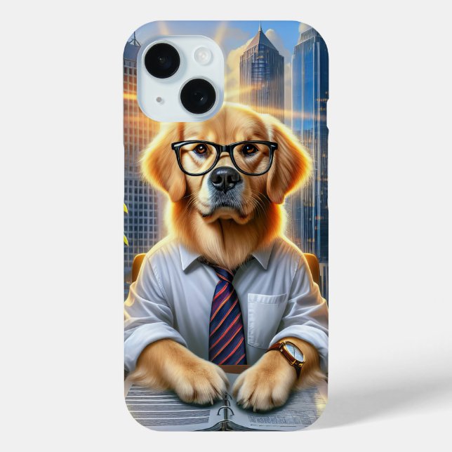 Golden Retriever Businessman In An Office Case-Mate iPhone Case (Back)