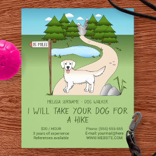 Golden Retriever By A Hiking Trail - Dog Walker Flyer