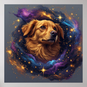 Golden Retriever by Whimsical Cosmos Poster