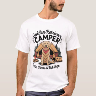 Golden Retriever Camper� Tents, Treats & Tail Wags T-Shirt