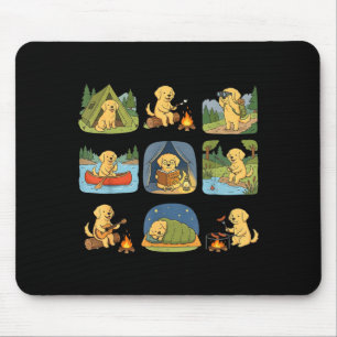 Golden retriever camping cute dog hiking camper  mouse pad