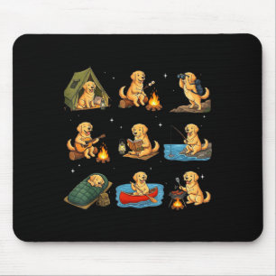 Golden retriever camping cute dog hiking camper mouse pad