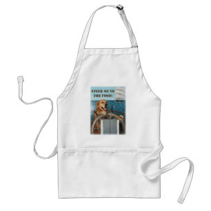 Golden Retriever Captain Steering to the Food Standard Apron
