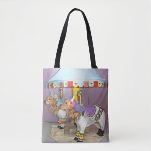 Golden Retriever Carousel Horses Tote Bag