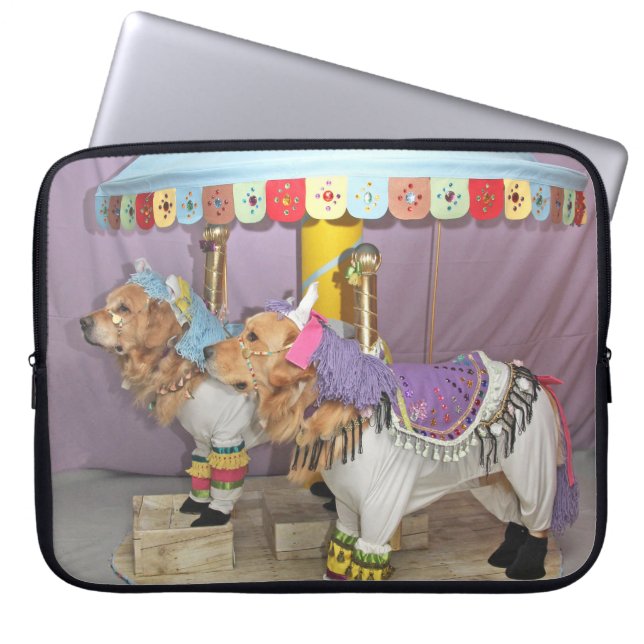 Golden Retriever Carousel Laptop Sleeve (Front)