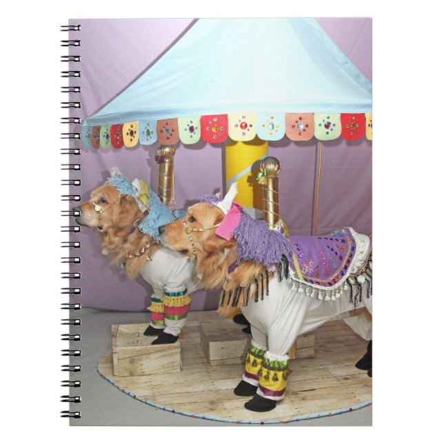 Golden Retriever Carousel Spiral Notebook (Front)