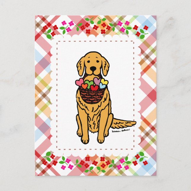 Golden Retriever Cartoon Postcard (Front)
