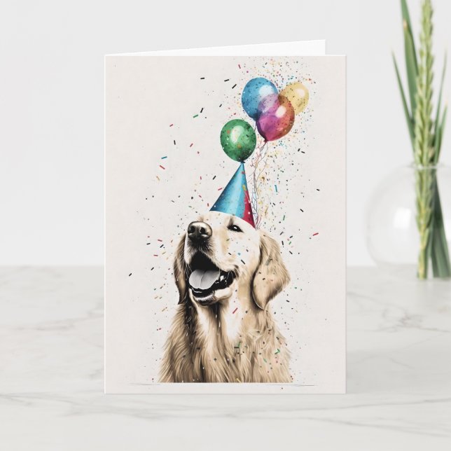 Golden Retriever Celebration Greeting Card (Front)