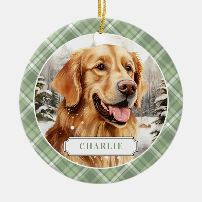 Golden Retriever Ceramic Circle Ornament (Front)