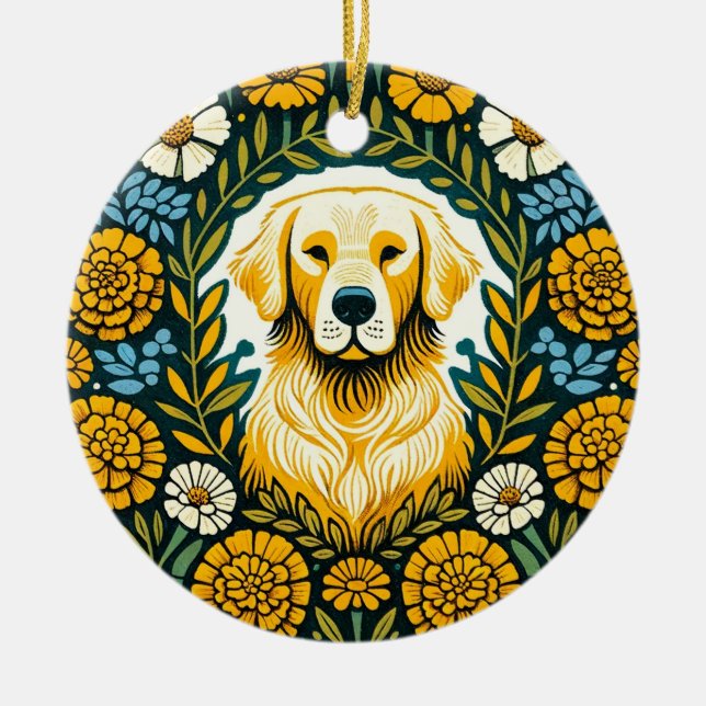 Golden Retriever                                   Ceramic Tree Decoration (Front)