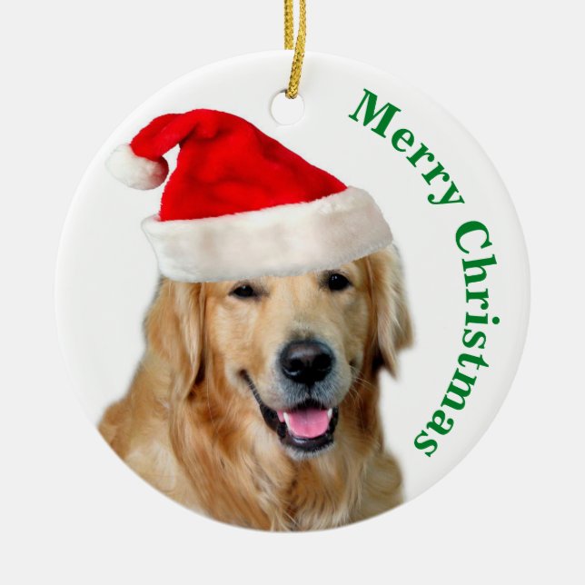Golden Retriever Ceramic Tree Decoration (Front)