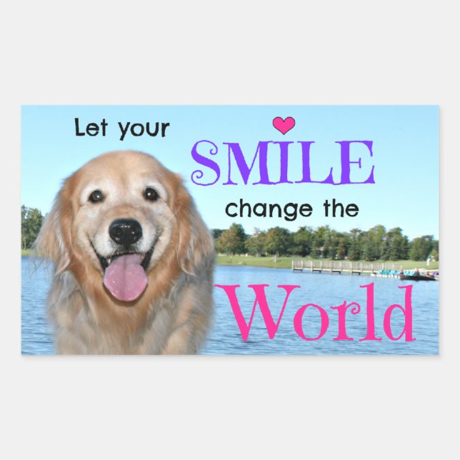 Golden Retriever Change the World Rectangular Sticker (Front)
