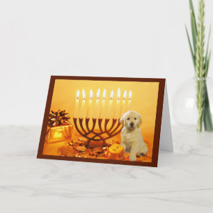 Golden Retriever Chanukah Card Menorah5