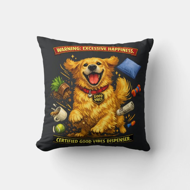 Golden Retriever Chaos Mode Activated  Cushion (Front)