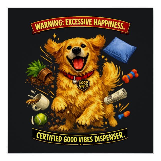 Golden Retriever Chaos Mode Activated  Poster (Front)