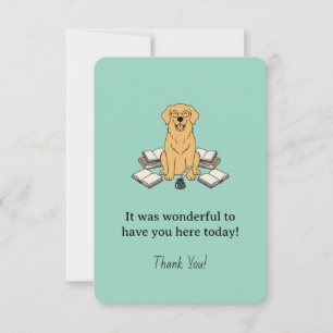 Golden Retriever Chapter One Books Pastel Green Thank You Card