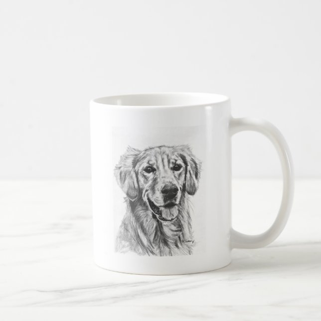 Golden Retriever Charcoal Sketch Coffee Mug (Right)