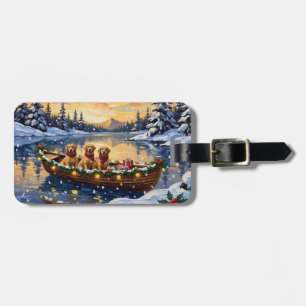 Golden Retriever Christmas Boat Holiday Luggage Tag