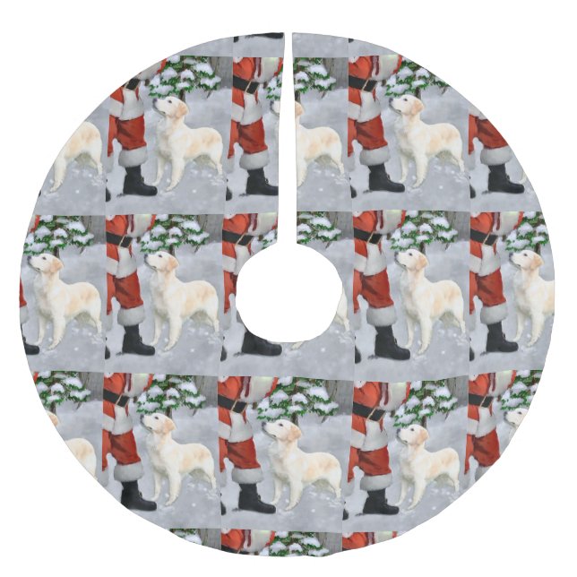 Golden Retriever Christmas Brushed Polyester Tree Skirt (Front)