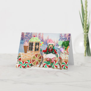Golden Retriever Christmas Candy Train Holiday Card
