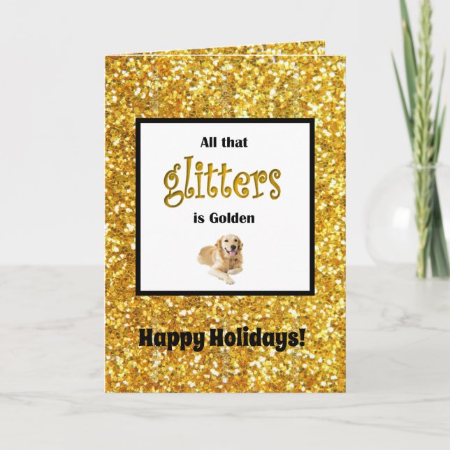 Golden Retriever Christmas Card Glitters (Front)