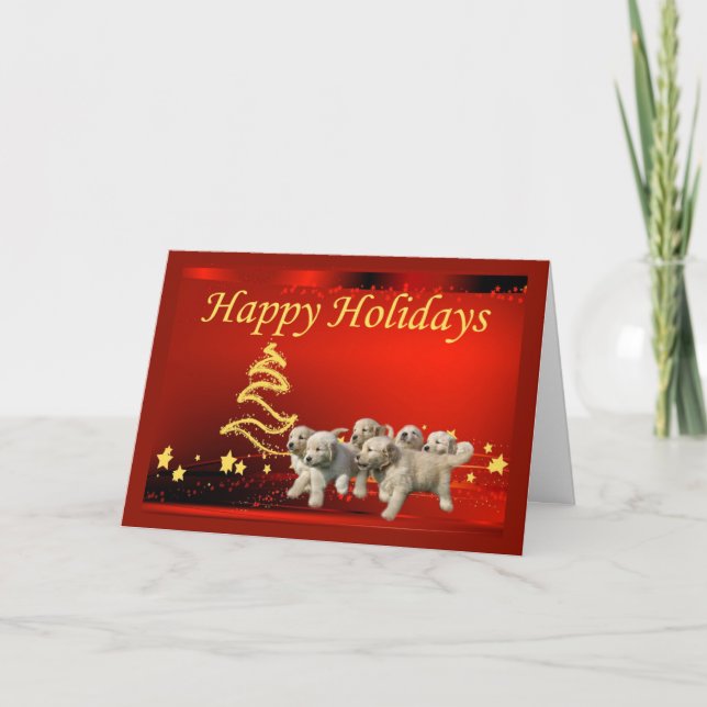 Golden Retriever  Christmas Card Stars4 (Front)