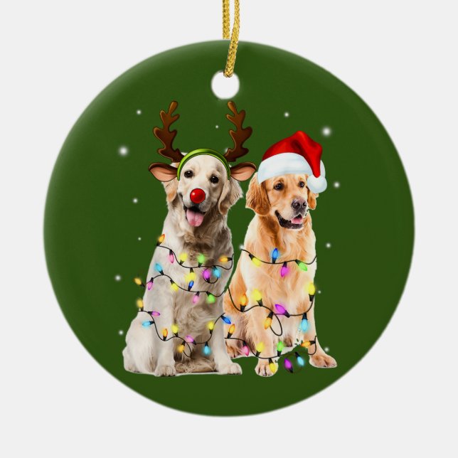 Golden Retriever christmas Ceramic Tree Decoration (Front)
