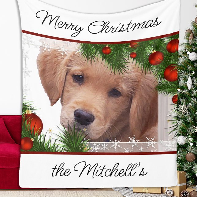 Golden Retriever Christmas - Cute Dog Puppy Fleece Blanket (Creator Uploaded)