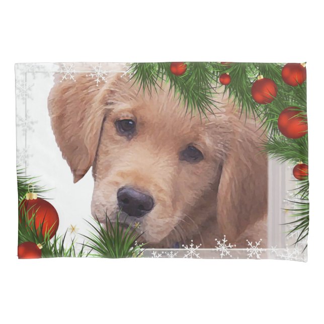 Golden Retriever Christmas - Cute Dog Puppy Pillowcase (Front)