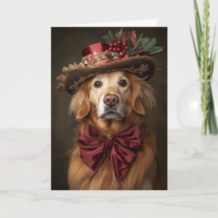 Golden Retriever Christmas Elegant Victorian Dog Holiday Card